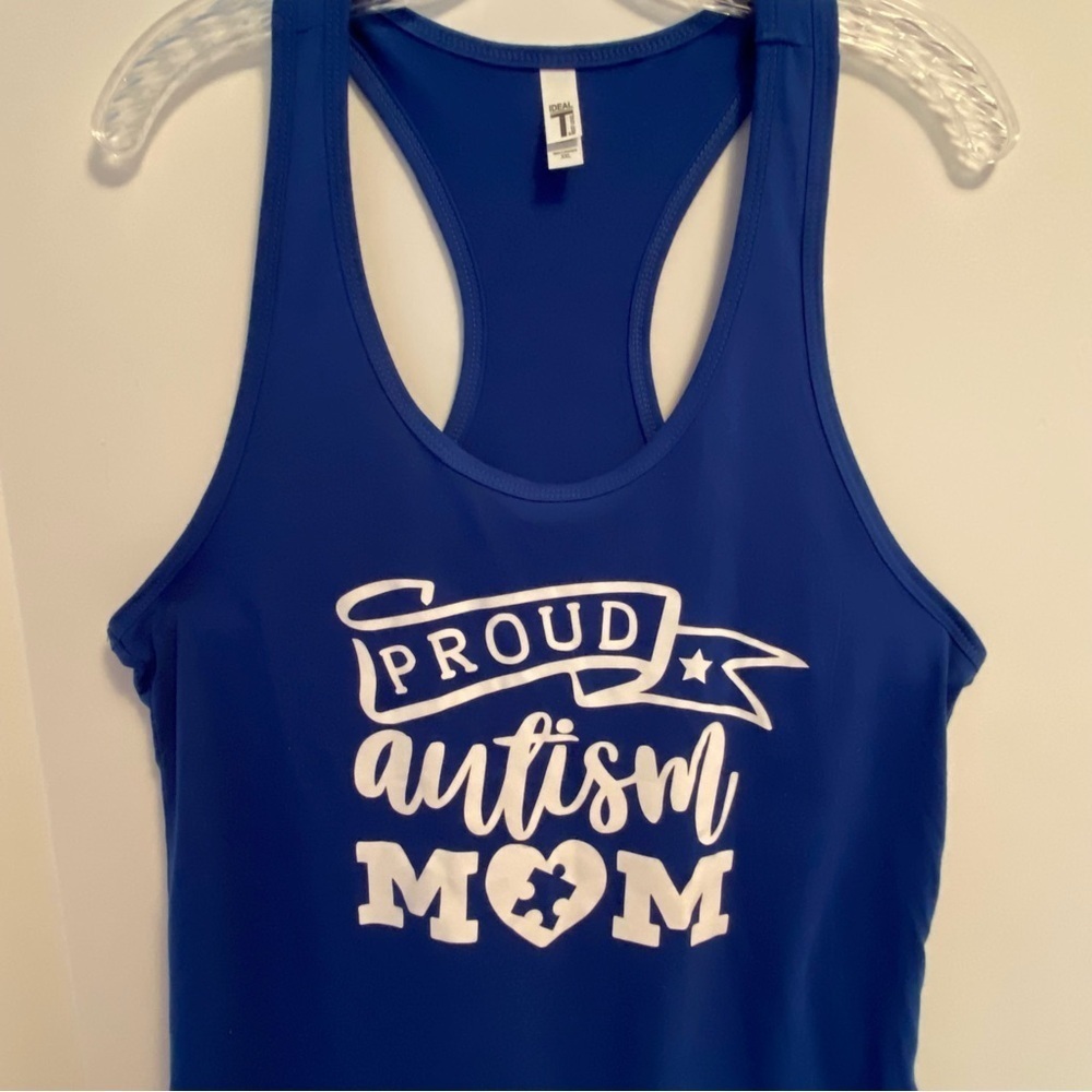 Next Level Proud Autism Mom Racerback Tank Top Blue Size XXL New Without Tag - Picture 2 of 5